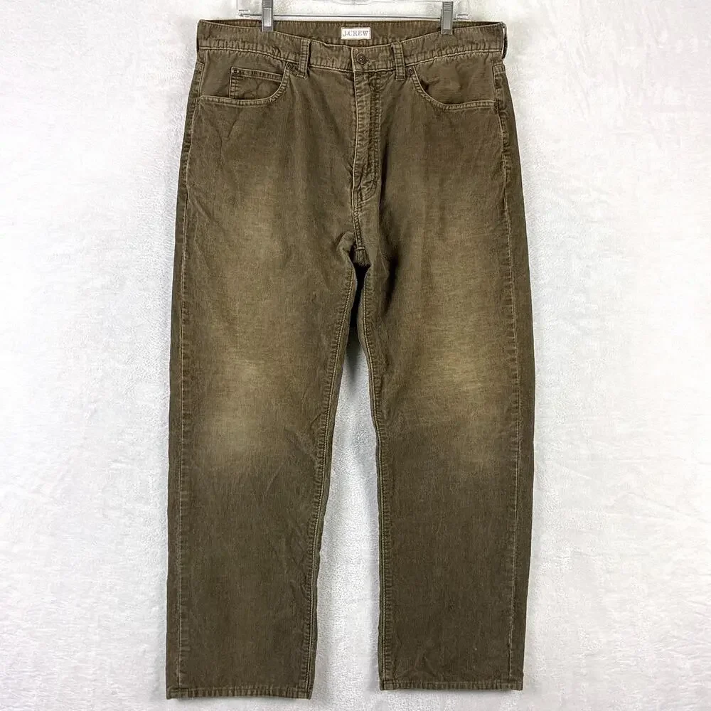 VTG J.Crew Pants Mens 34x30 (36x32) Brown Faded Corduroy Baggy Preppy Skate 90s